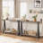 Grey Narrow Console Table with Storage Shelf – 2-Tier Rustic Entryway Sofa Side Table – V-Shaped Metal Legs, Slim Hallway Accent – For Living Room, Foyer, Behind Couch – Grey