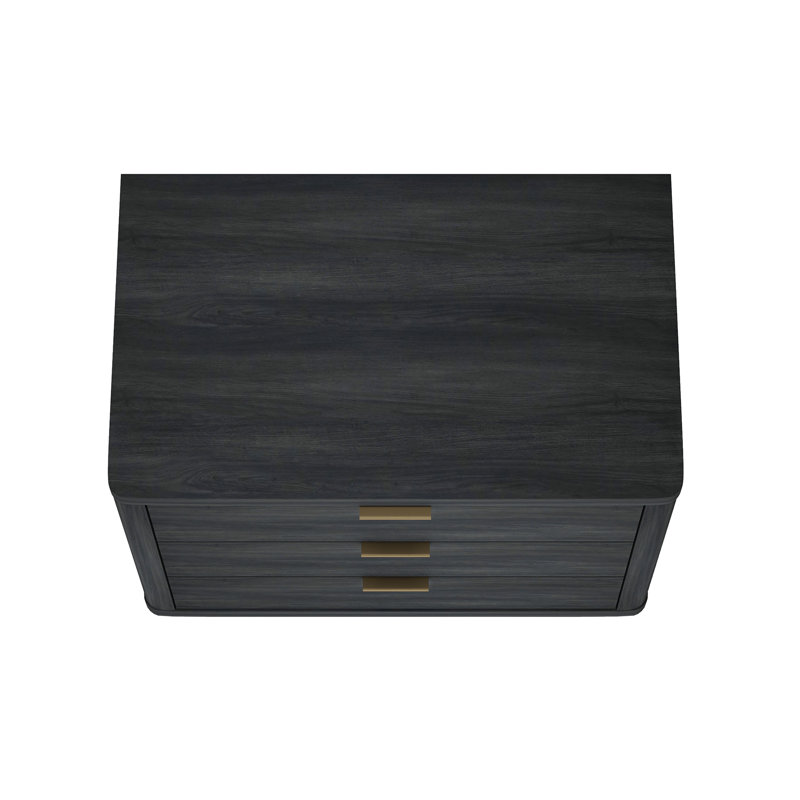 32 table de chevet, gris anthracite moderne, 3 tiroirs pleine extension | Idée de cadeau