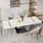 63"-95"Extendable Dining Table For 6-10,White Glossy Sintered Stone Tabletop, Modern Kitchen Table with black Steel Legs