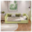Canapé-lit convertible avec port USB, futon pliant une place pour petits espaces, salon et chambres d'amis, tissu blanc et vert avec structure en métal