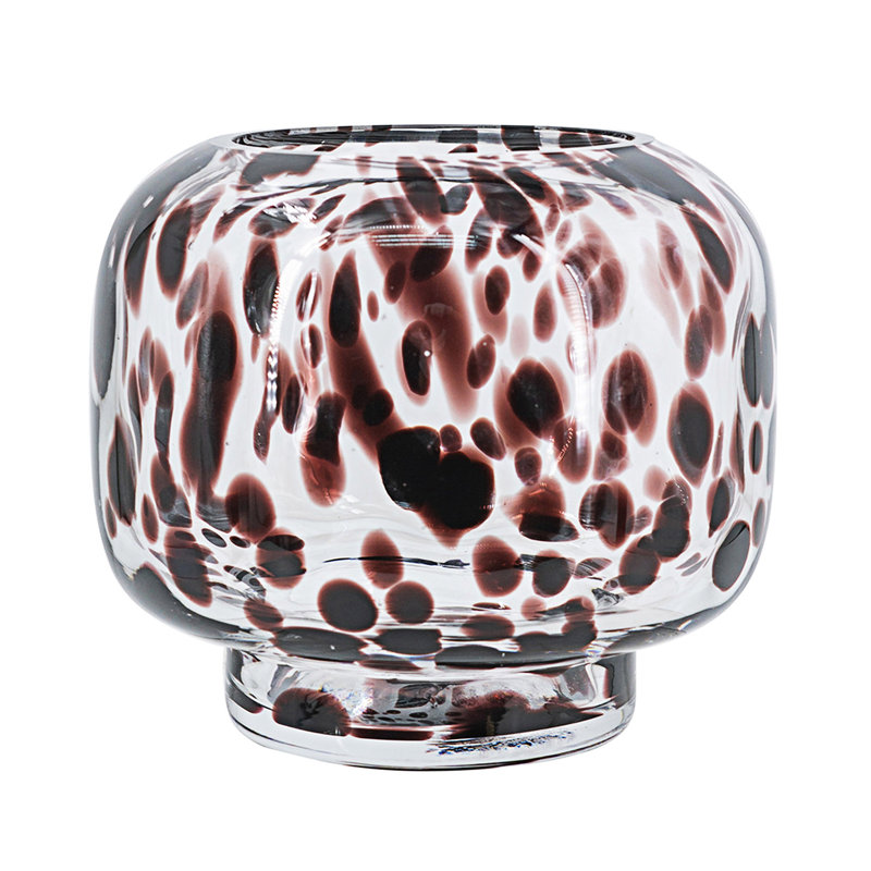 Clear Glass Accent Vase With Artistic Amber Spots