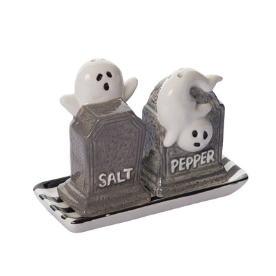 Ensemble de 3 assiettes à sel et poivre multicolores 4,85 po Transpac Dolomite Halloween