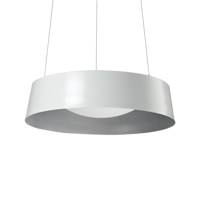 Luminaire suspendu tambour Sampson, Blanc / argent