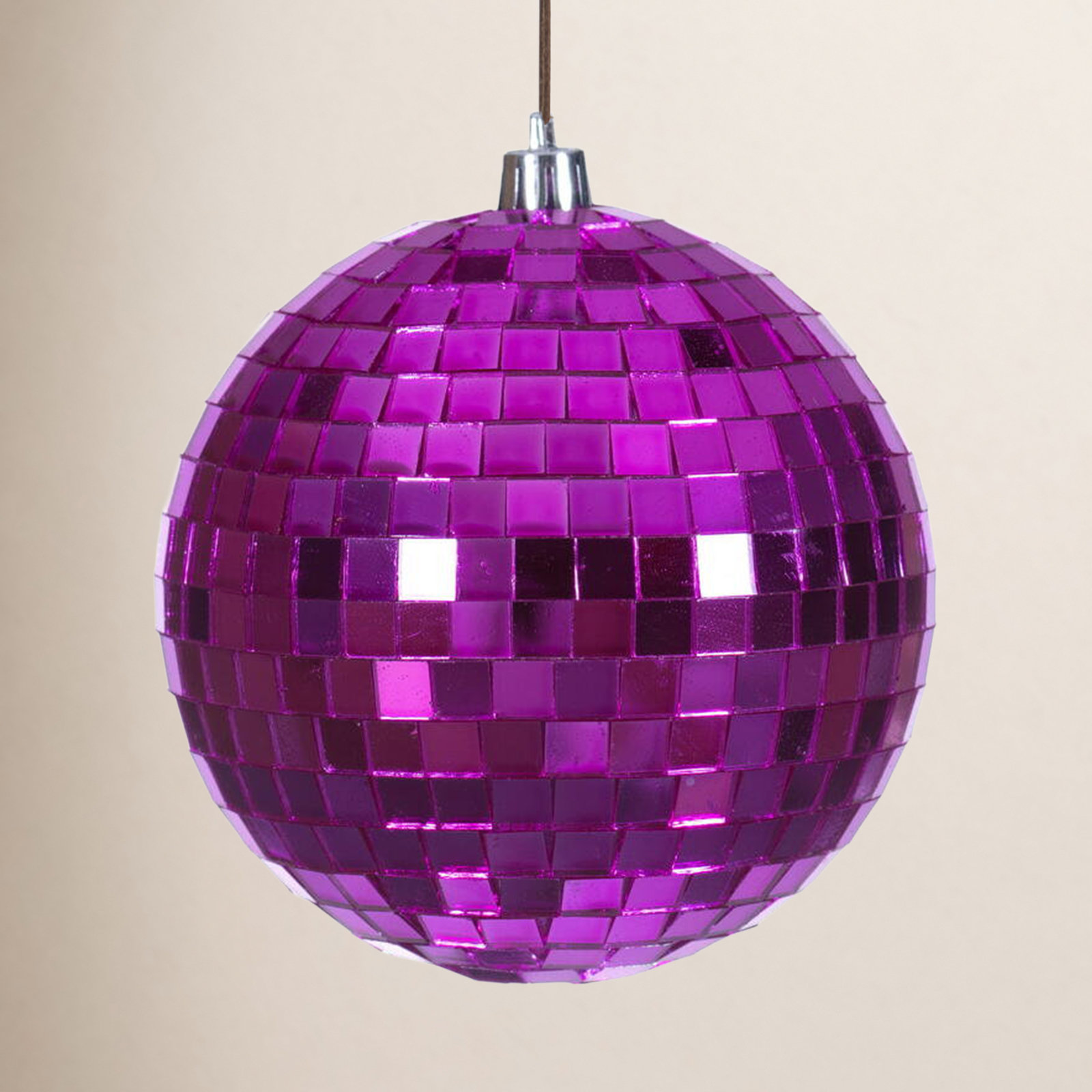 Mirror Ball Ornament, 4.75" H x 4.75" W x 4.75" D, Fuchsia, 4
