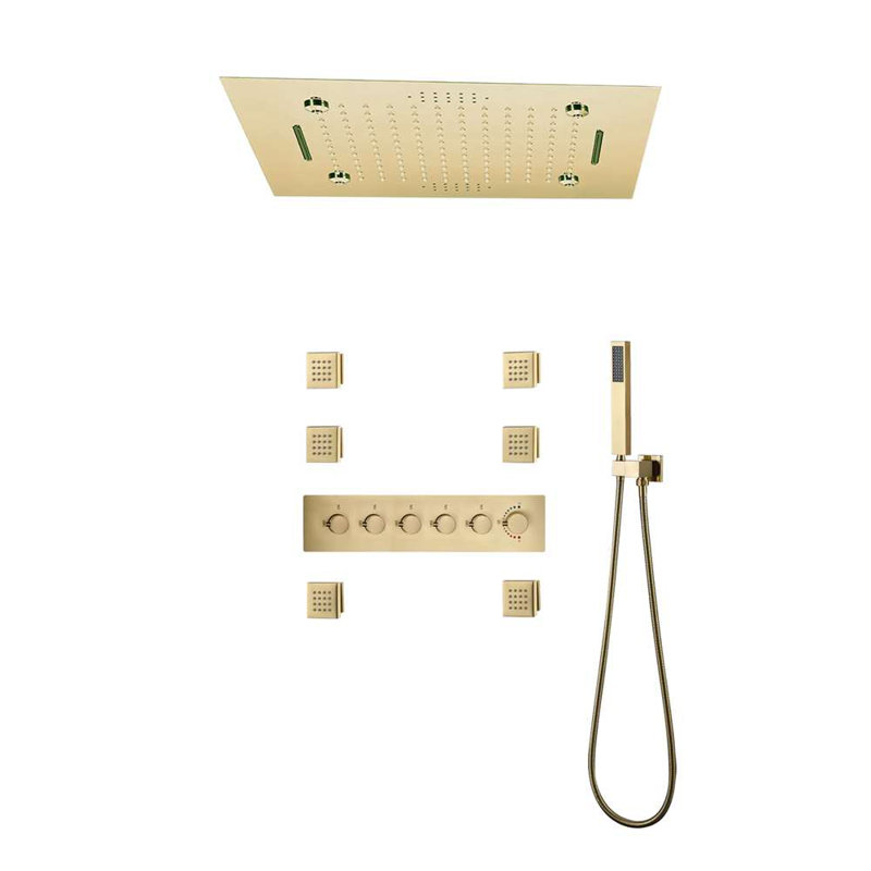 Matera Brushed Gold Thermostatic Phone Controlled Shower Modern Smart Design with Precise Control