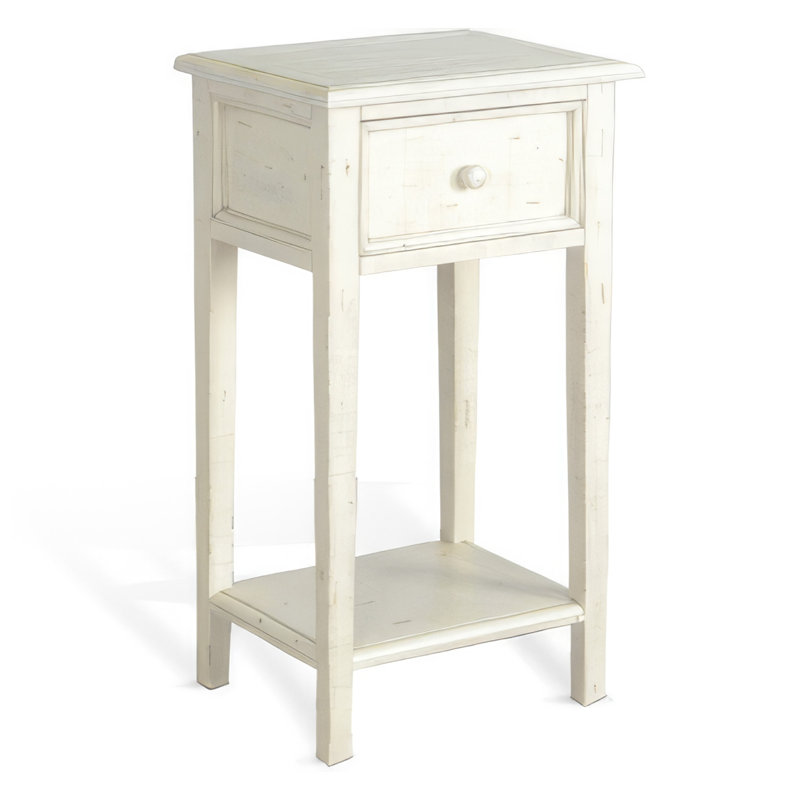 Komor Solid Wood End Table, White
