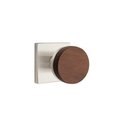 Ensemble de boutons de passage Emtek Select avec rosette carrée et tige conique, bouton en noyer foncé (CF)