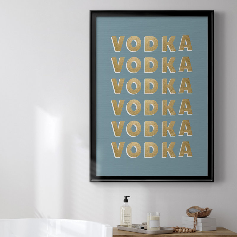 45_Vodka toile encadrée de qualité supérieure, Noir, H 30,5 po x l 22,5 po x P 1 po