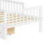 Lit simple blanc avec support de rangement pour tête de lit et garde-corps - Compartiments de construction durables-130080256