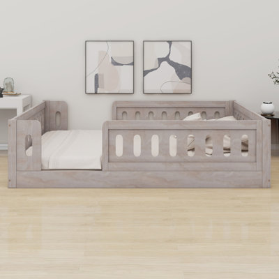 Wood Platform Bed With Guardrail