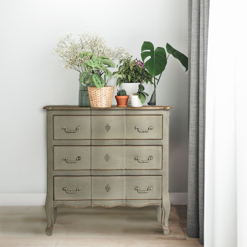 Wood Dresser Cabinet, Distressed Grey