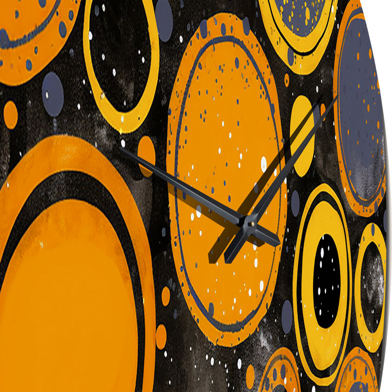 Horloge murale circulaire circulaire en lune, orange, jaune et gris, Moyenne
