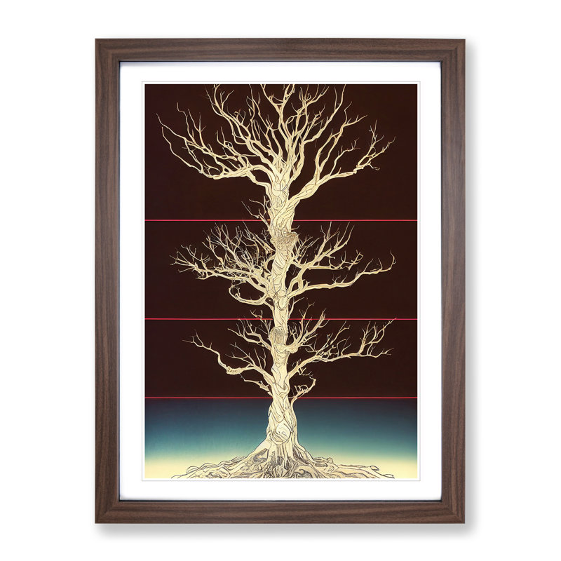 Amazing Tree - Wall Art, 48cm H x 36cm W, Walnut Framed Paper, White