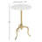 White Marble Side End Accent Table with Gold Inlay and Scrolled Base, 18" x 18" x 25"-2138734435