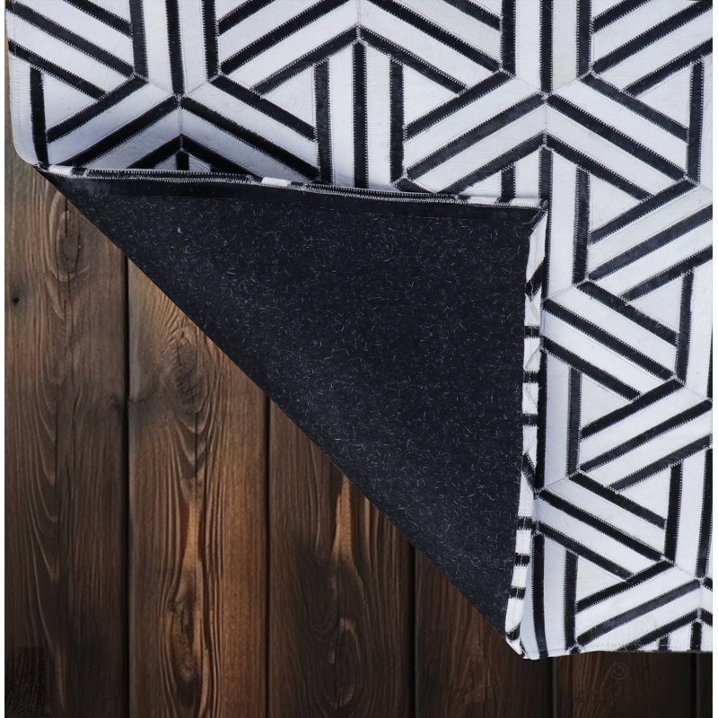 Tapis géométrique moderne en peau de vache gris et beige, Rectangle 10 pi x 13 pi
