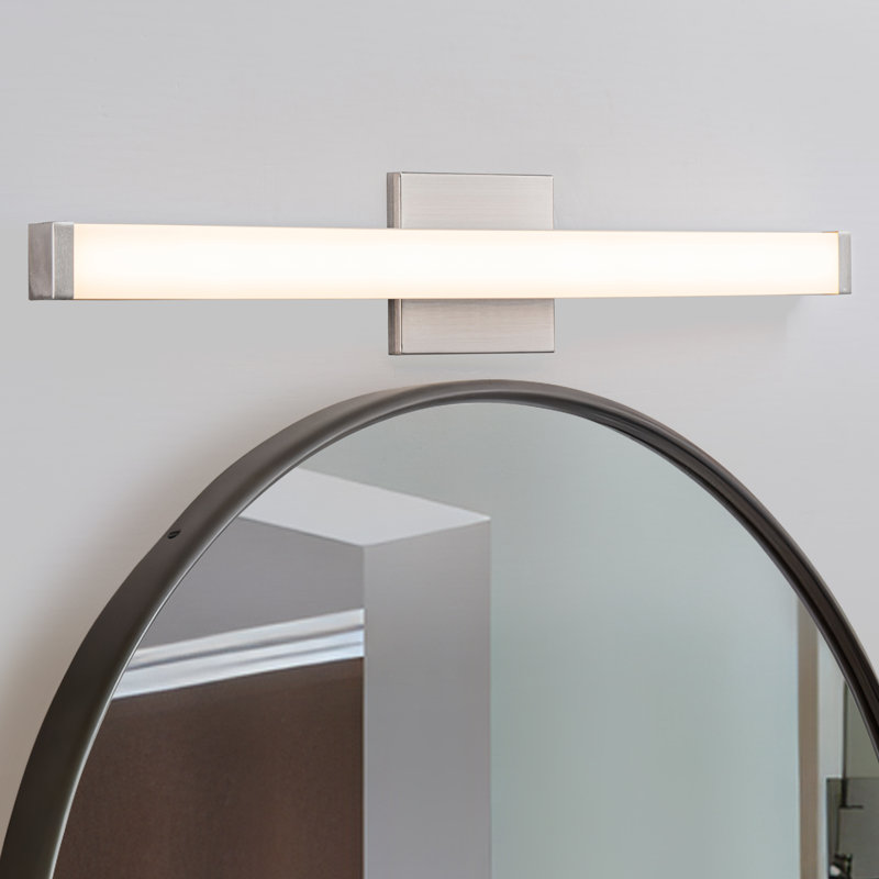 24” Brushed Nickel Led Vanity Bar Light Indoor Wall Sconce With Acrylic Shade, 16 W, 24" Width , Brushed Nickel