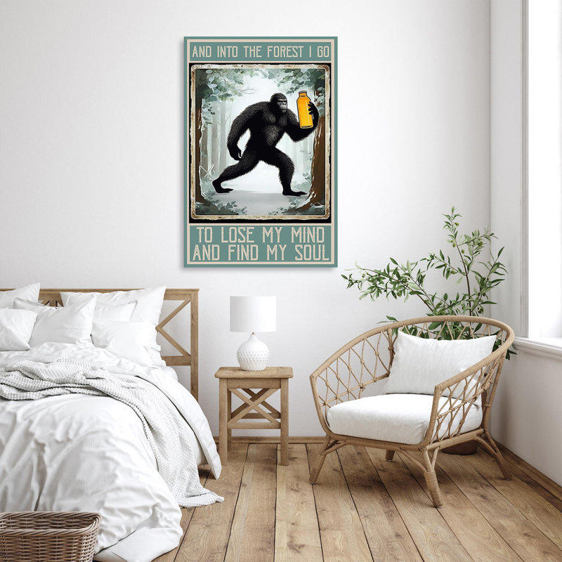 Isida Bigfoot And Into The Forest I Go 1 - 1 pièce, reproduction d'art graphique sur toile tendue, L 11 po x H 14 po