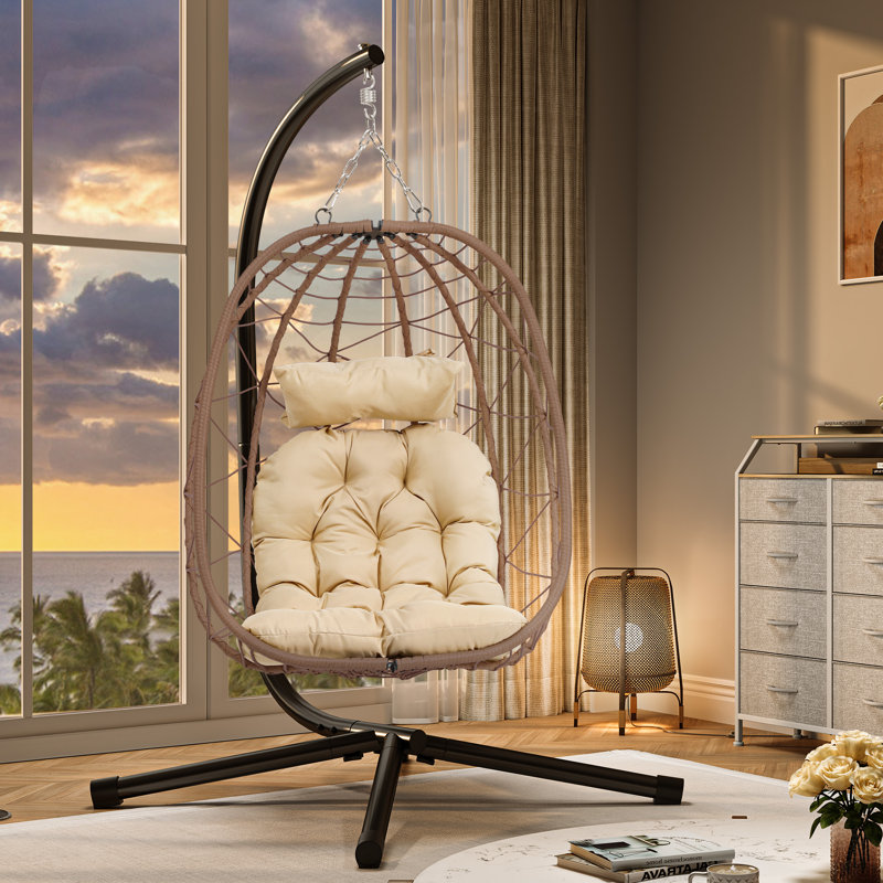 Colona Rattan Swing Egg Chair with Stand