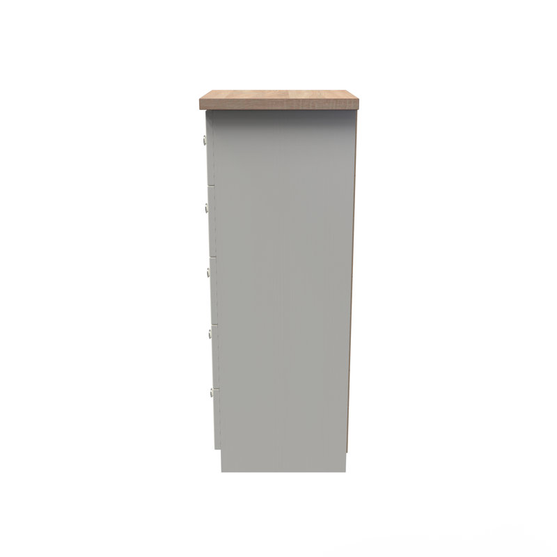 Fully Assembled Mitsuwa 5 - Drawer Chest of Drawers, Cream Ash/Oak