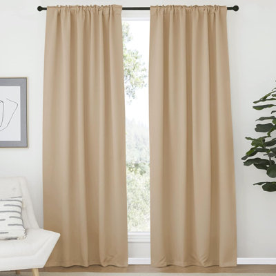 Blackout Curtain Light & Noise Reducing Room Darkening Drapes for Bedroom/Living Room/Kitchen, 2 Pieces