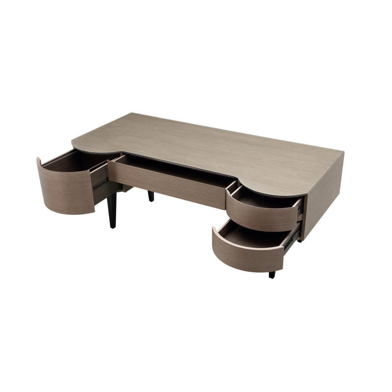 Bureau de direction en U gris avec rangement Chloe, Gris clair