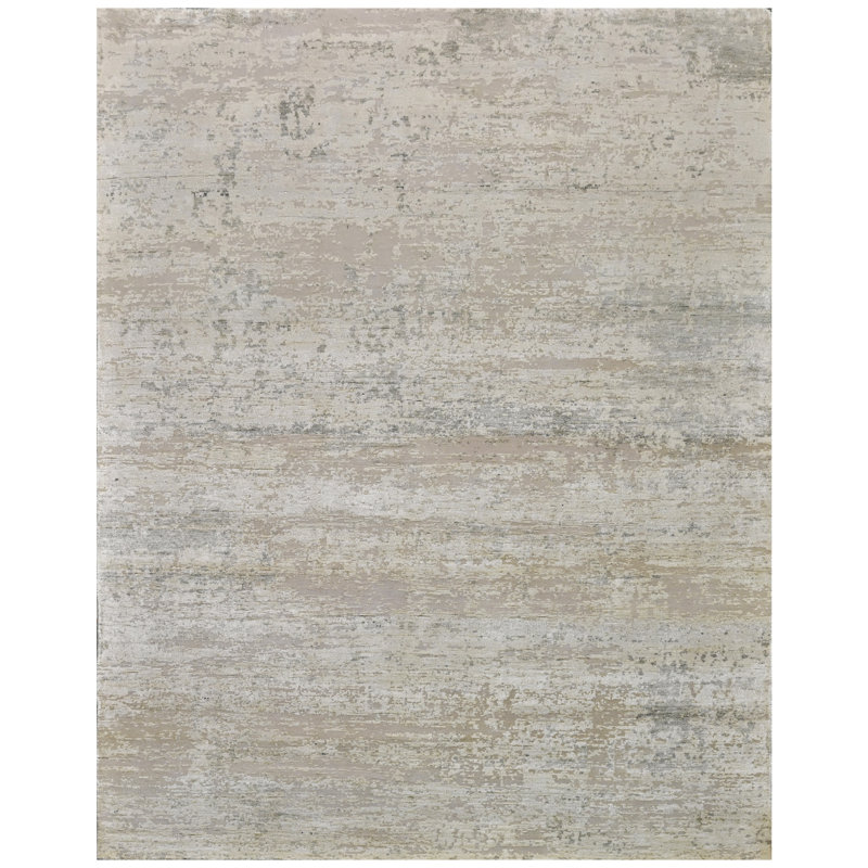 Tapis argenté et naturel de haute qualité noué à la main