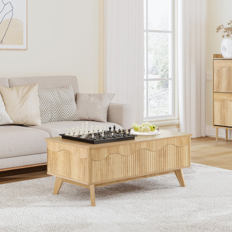 Table basse à plateau relevable 39,4 "avec rangement, Jaune