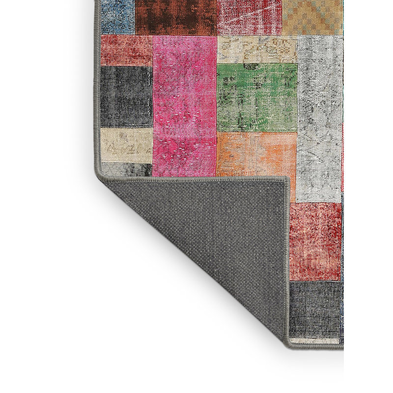 Tapis brun/vert/rouge contemporaine Yayla, Rectangle 5 pi x 7 pi