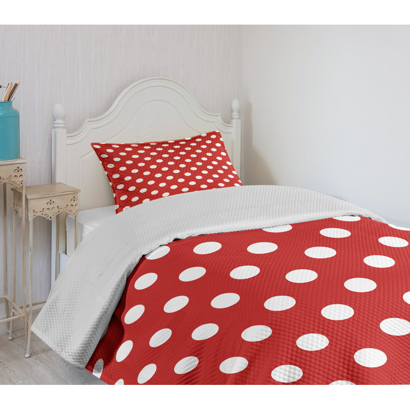 Vermilion Polka Dot Twin Bedspread Set with Sham