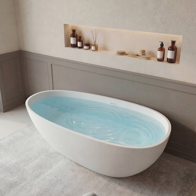 55.12'' x 30.71'' Soaking Solid Surface Bathtub
