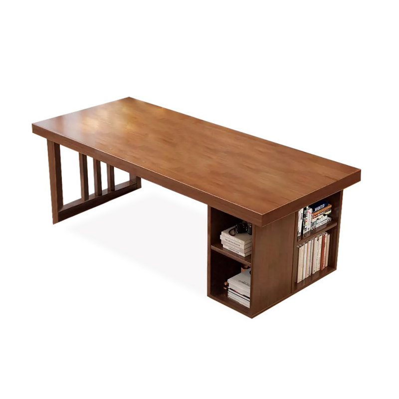 Bureaux rectangulaires en bois massif noyer, H 29,53 po x l 78,74 po x P 31,5 po, Retour à droite