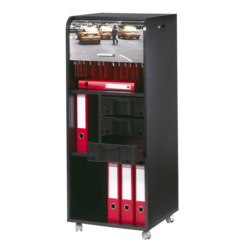 Graziella 1 -Door 3 -Drawer Filing, Black NY Street Scene