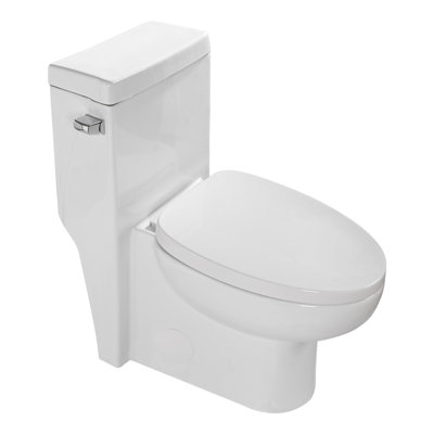 Ceramic Bathroom Toilet - Siphon Flushing System, Reduced Water Consumption White One Piece Sleek, Contemporary Design