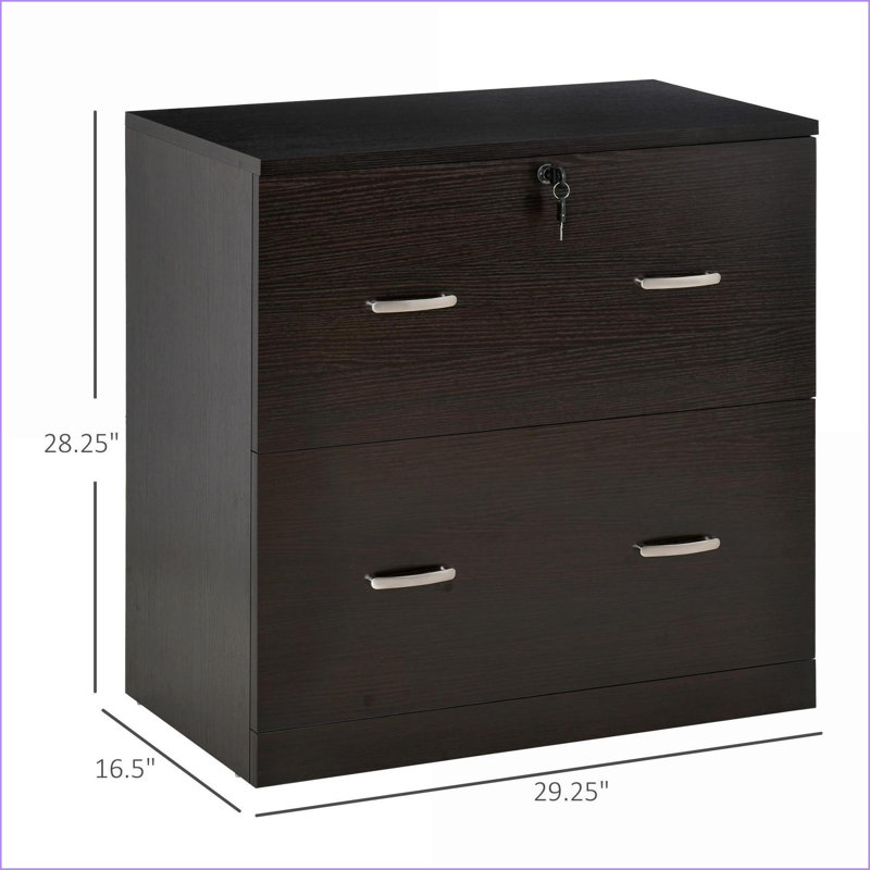 Classeurs | Vinsetto vertical à 2 tiroirs avec serrure et amp; Clés, barres suspendues format lettre pour bureau à domicile espresso | Panneau de particules | Brun foncé