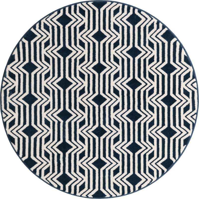 Geometric Indoor Rug, Round 4'