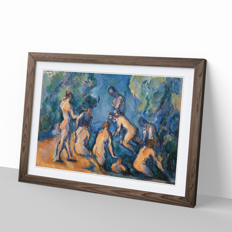 Bathers Vol.3 by Paul Cezanne - Picture Frame Painting, Walnut Framed, 36cm H x 48cm W x 2cm D
