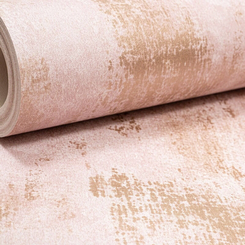 Concrete Pink Metallic Copper  Textured Wallpaper 10m x 53cm Finish Roll