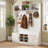 59" Wide 6-In-1 Multi-Functional Hall Tree, Padded Seating Bench & Spacious Storage Zones, Anti-Tip Design Suitable For Mudroom, Entryway