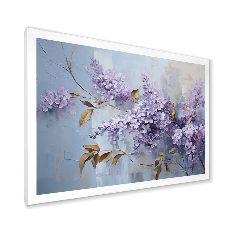 Lilas mauve et mauve en fleurs II - impressions d'art lilas, H 16 po x l 32 po x P 1 po, Cadre simple blanc