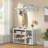Moumen 19.7'' H×35.1'' W Entryway Organizer - Modern Wood & Iron Storage with Bench, Hooks & Shoe Cubbies-849321975