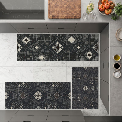 Geometric Pattern Non-Slip Washable Kitchen Mats