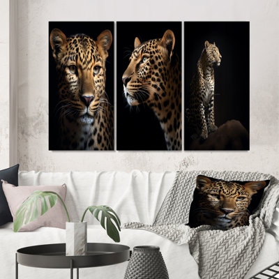 " Stunning Portrait Of Leopard Wildlife " 3 - Pieces
