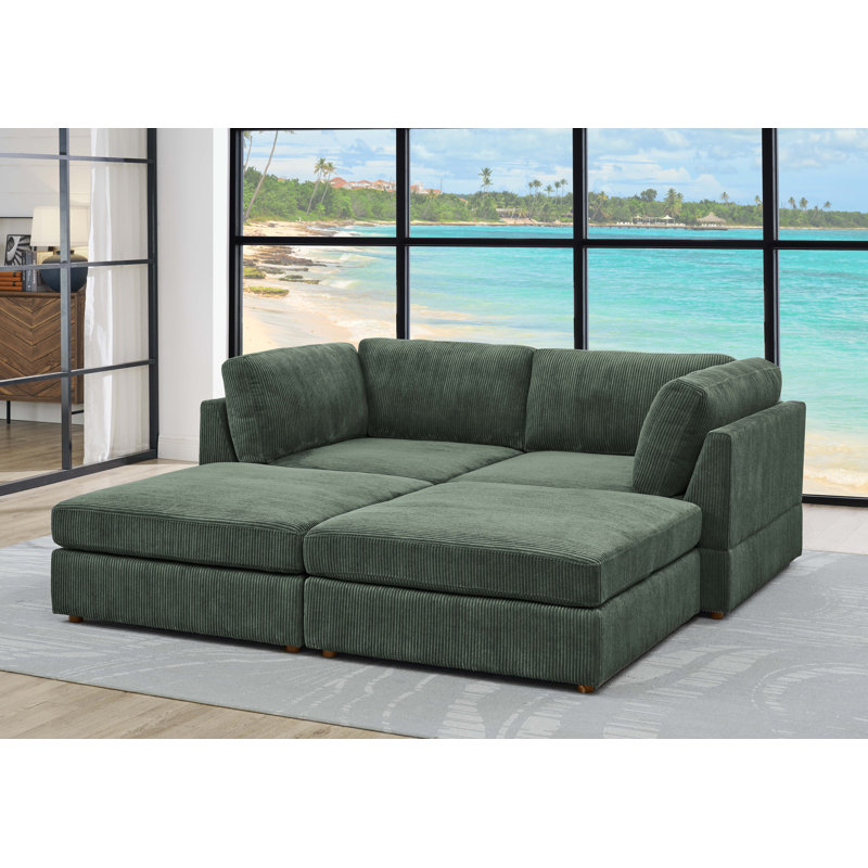 Canapé modulaire Buket, Velours côtelé vert foncé