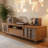 Devis 78.7" Modern TV Stand with Textured Cabinet Doors, Media Console with Adjustable/Removable Shelving, Walnut Finish
