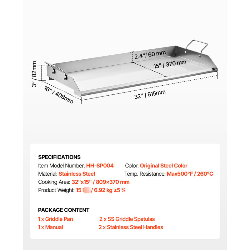 Plaque de cuisson universelle en acier inoxydable 32 x 16 po pour barbecue, fond renforcé en X, nettoyage facile grâce aux trous d'égouttement, entretien aisé.