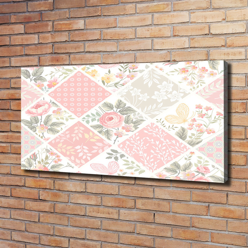 Roses And Butterflies Pattern - Wrapped Canvas Print