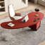 Bureau 2 tiroirs rouge + noir + bois franc incurvé + acier Barenia + acier + acrylique-1954360286-1954360284