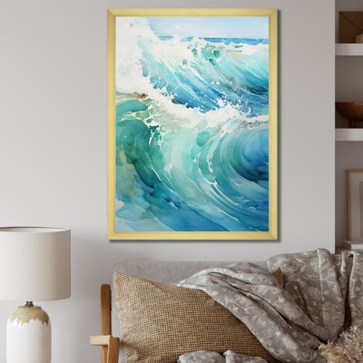 «Isamari Turquoise White Ocean Marine Majesty Mute», reproduction sur toile