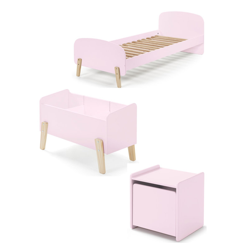 Kiddy European Single (90 x 200cm) Bed Frame by Vipack, Pink