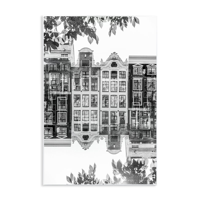 Plaque murale réfléchie avec paysage urbain, design par Robin Vandenabeele, H 15 po x l 10 po